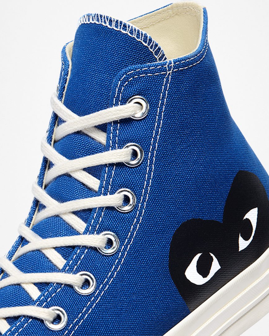 Tenis Converse x Comme des Garçons PLAY Chuck 70 Cano Alto Masculino Azuis Pretas | PT S071840